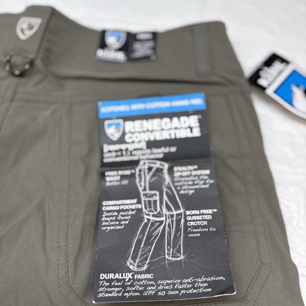 Kuhl Renegade  Convertible Pants Khaki 4Stealth Zip Off  NEW 32x34